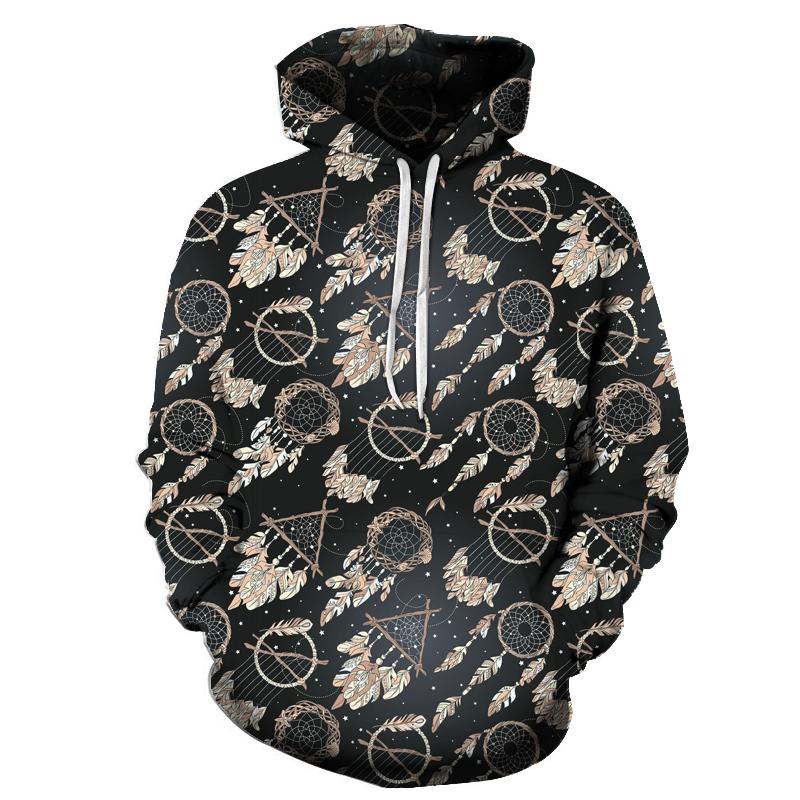 Pattern Black Dreamcatcher Native American All Over Hoodie LT10 - Wonder Print Shop