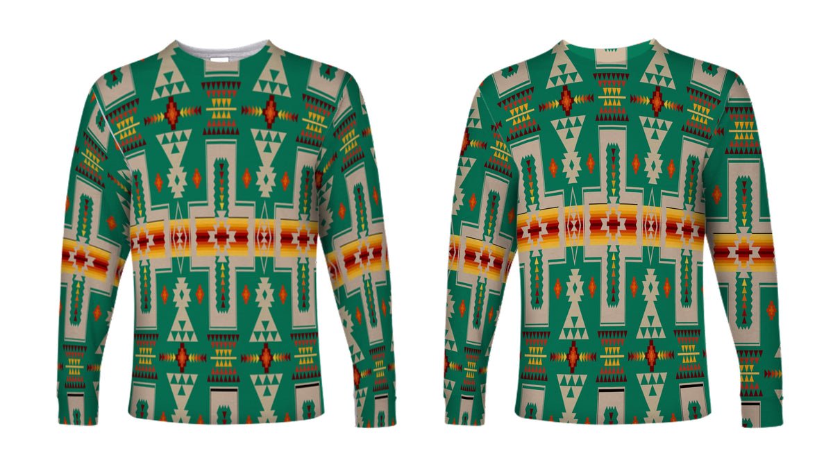Light Green Design Native American Long Sleeve LT10 - Wonder Print Shop