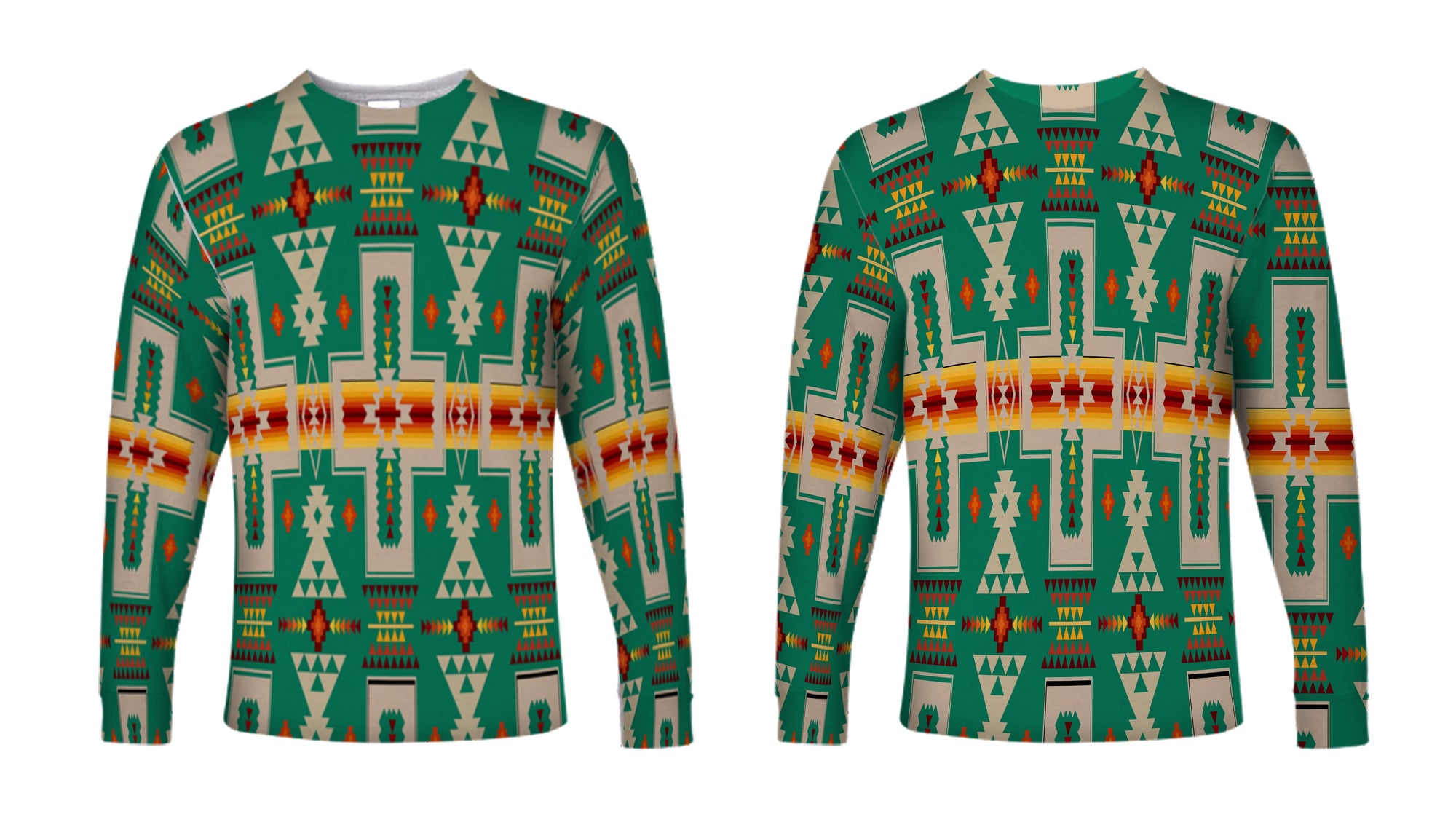 Light Green Design Native American Long Sleeve LT10 - Wonder Print Shop