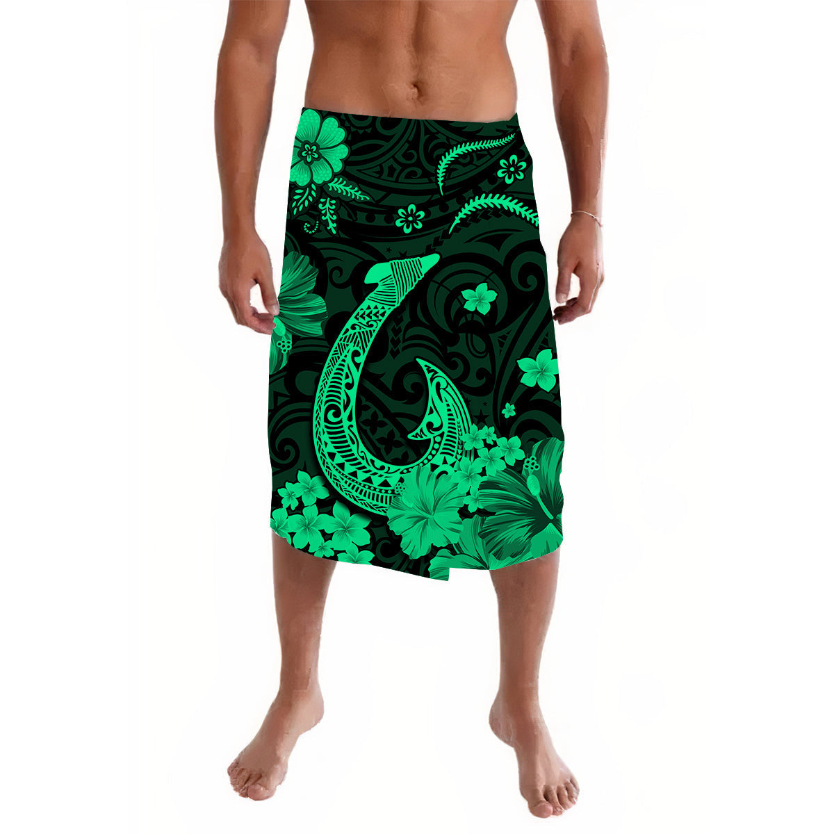 Hawaii Lavalava Polynesia Green Fish Hook LT13 - Wonder Print Shop