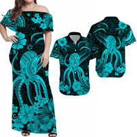 Hawaii Matching Hawaiian Shirt And Dress Polynesia Turquoise Octopus LT13 - Wonder Print Shop