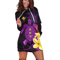 (Custom Personalised) Hawaii Turtle Hoodie Dress Hawaiian Flowers Version Purple Elegant LT13 - Wonder Print Shop