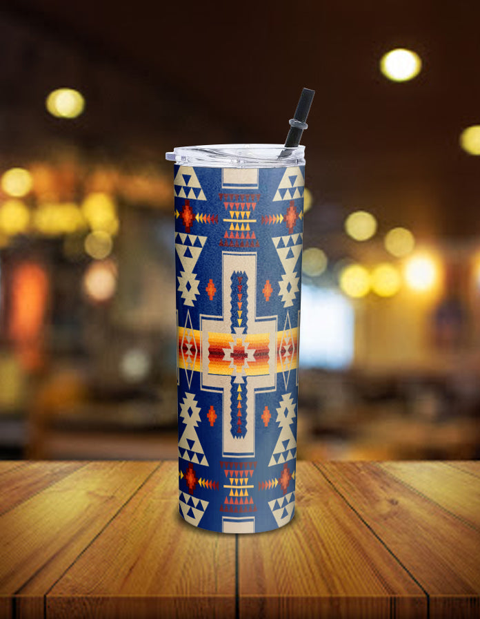 Navy Tribe Design Native American Skinny Tumbler LT10 - Wonder Print Shop