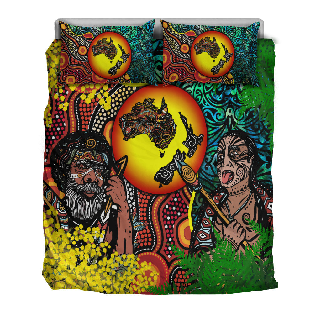 Australia Aboriginal Kangaroo Combine New Zealand Maori Kiwi Bird Bedding Set LT2 - Wonder Print Shop