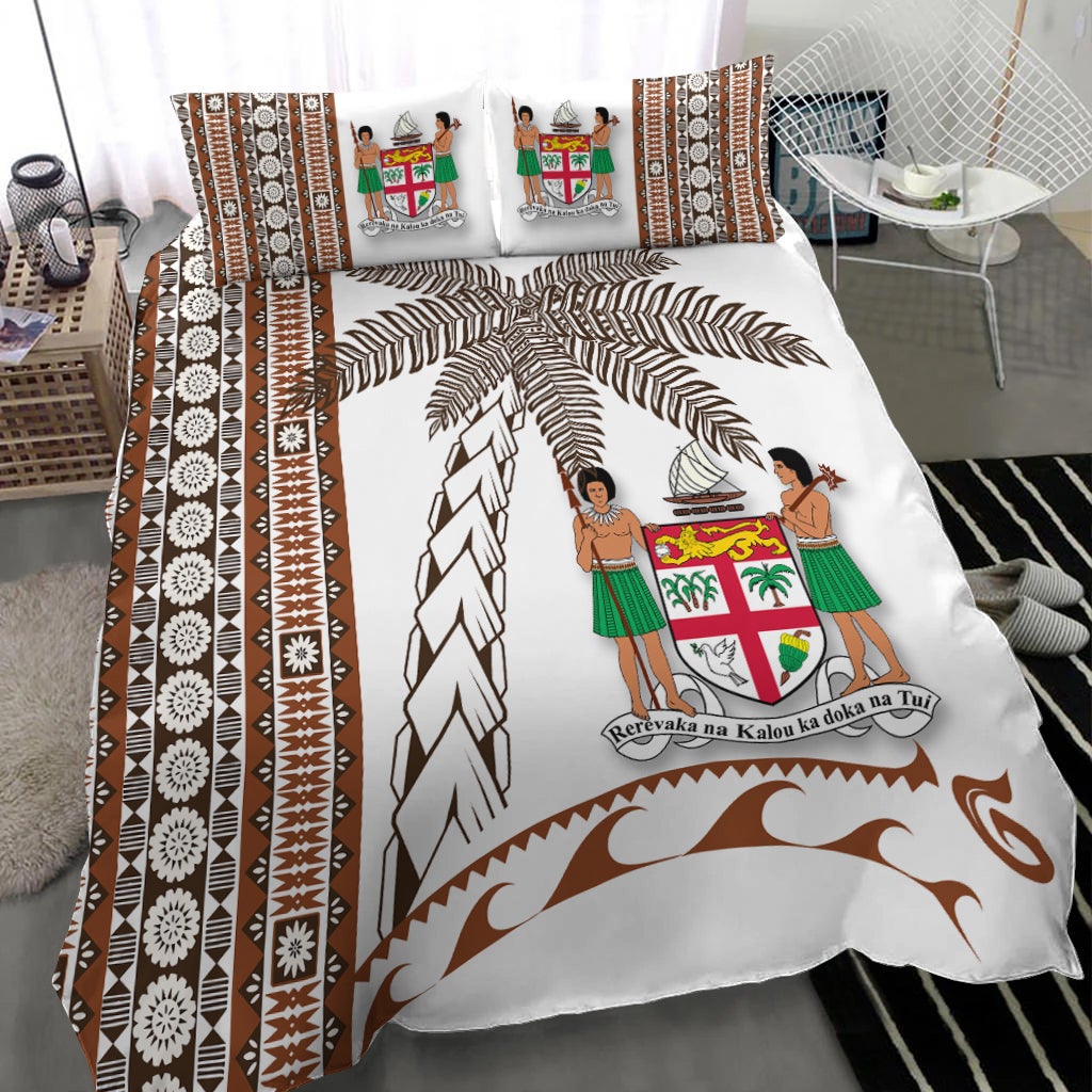 Fiji Bedding Set - Tapa Pattern With Coconut Tree LT12 - Wonder Print Shop