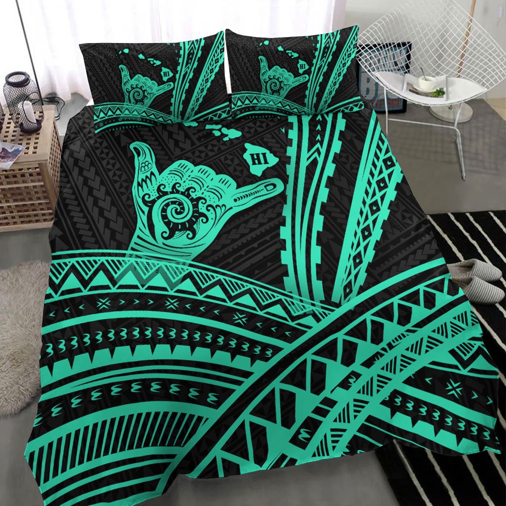 Hawaii Shaka Polynesian Tribal Turquoise Bedding Set LT12 - Wonder Print Shop