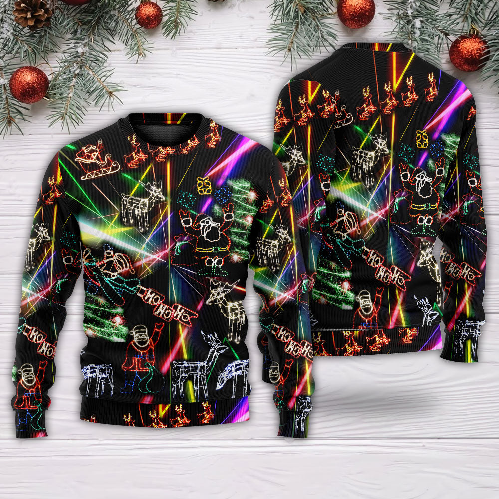 Christmas Tree Neon Art And Snowman Ugly Christmas Sweater - Wonder Print Shop