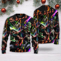 Christmas Tree Neon Art And Snowman Ugly Christmas Sweater - Wonder Print Shop