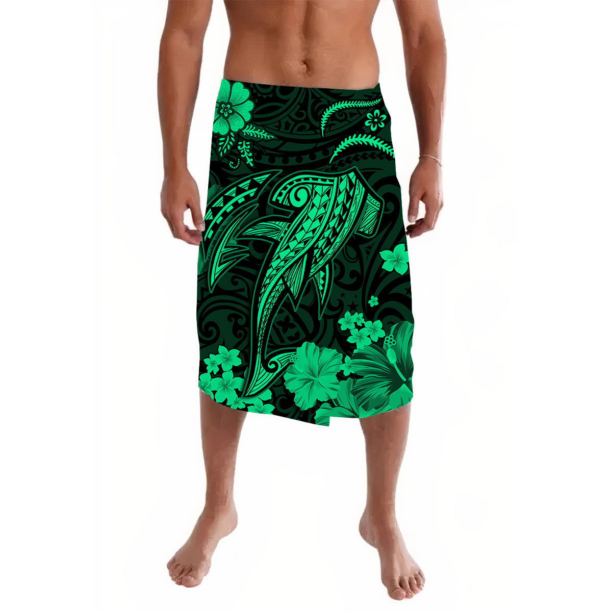 Hawaii Lavalava Polynesia Green Shark LT13 - Wonder Print Shop