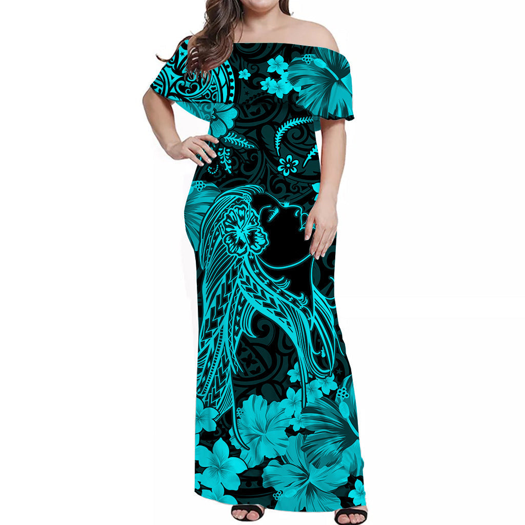 hawaii-off-shoulder-long-dress-polynesia-turquoise-beautiful-hula-girl