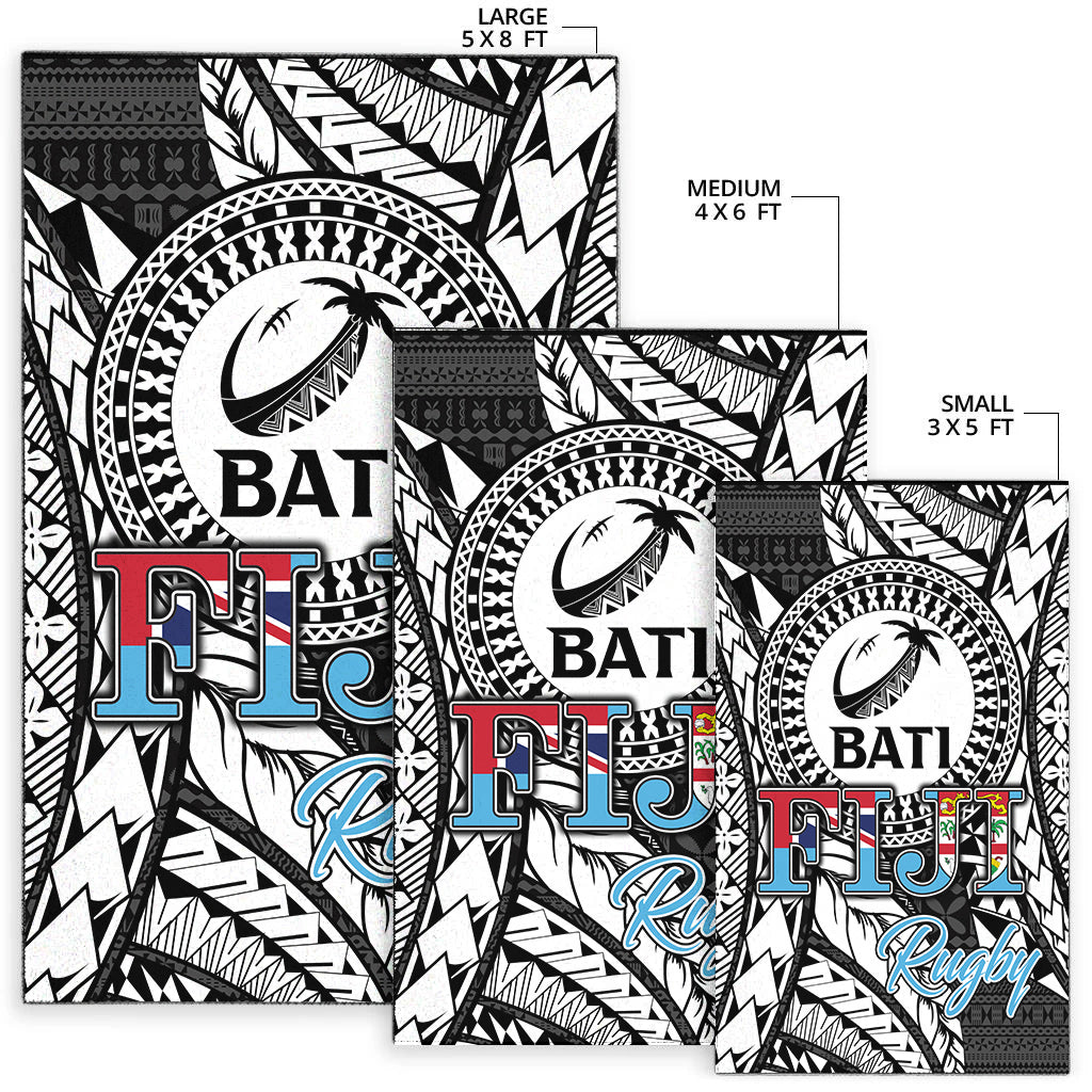 Fiji Rugby Bati Tapa Pattern Area Rug LT2 - Wonder Print Shop