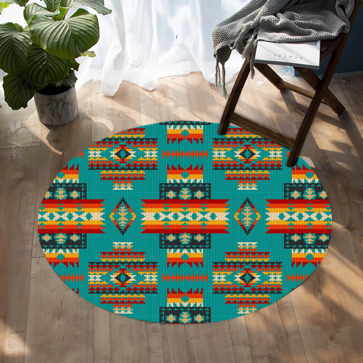 blue-pattern-native-american-round-carpet