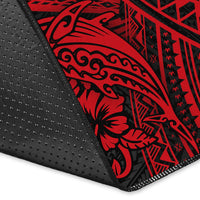 Hawaii Humpback Whale With Hibiscus Tribal Red Area Rug LT12 - Wonder Print Shop