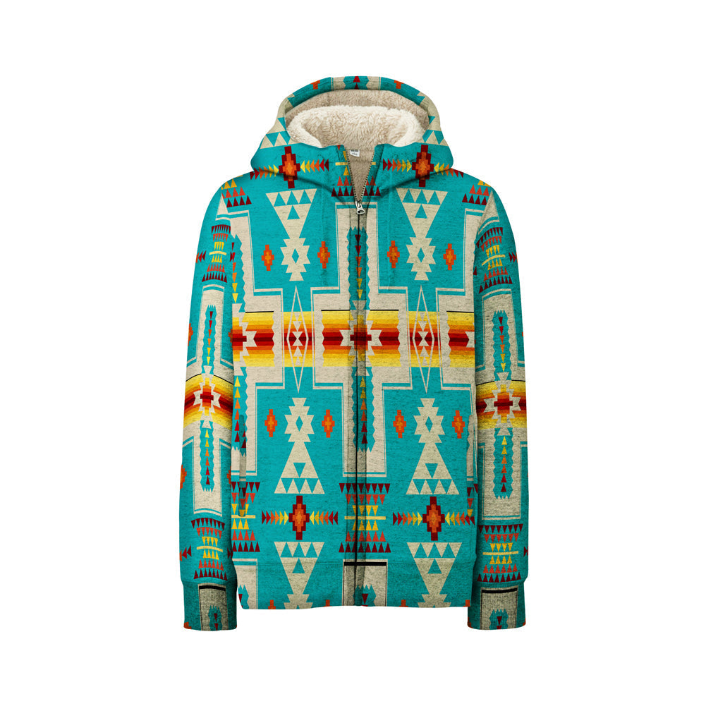 Turquoise Design Native American 3D Fleece Hoodie LT10 - Wonder Print Shop