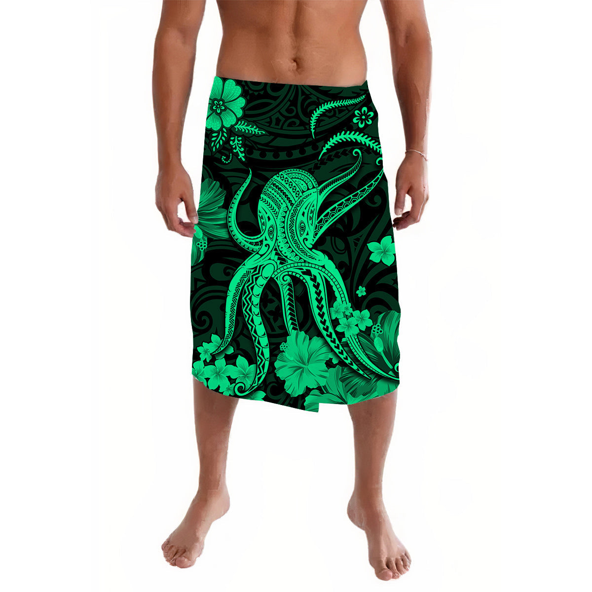 Hawaii Lavalava Polynesia Green Octopus LT13 - Wonder Print Shop