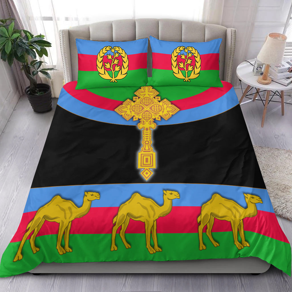 Eritrea Bedding Set Cross Flag Camel Black LT13 - Wonder Print Shop