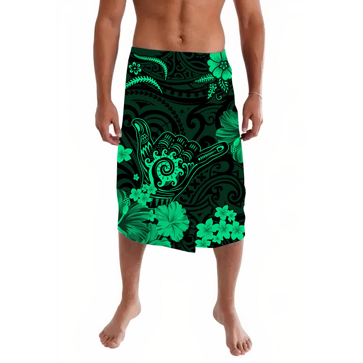 Hawaii Lavalava Polynesia Green Cool Shaka Sign LT13 - Wonder Print Shop