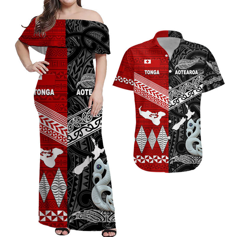 New Zealand Tonga Matching Hawaiian Shirt And Dress Together Black LT8 - Wonder Print Shop