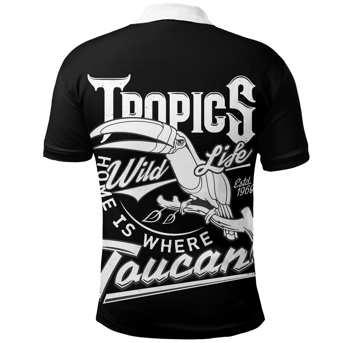 Belize Taucan Style Polo Shirt ver2 Black LT20 - Wonder Print Shop