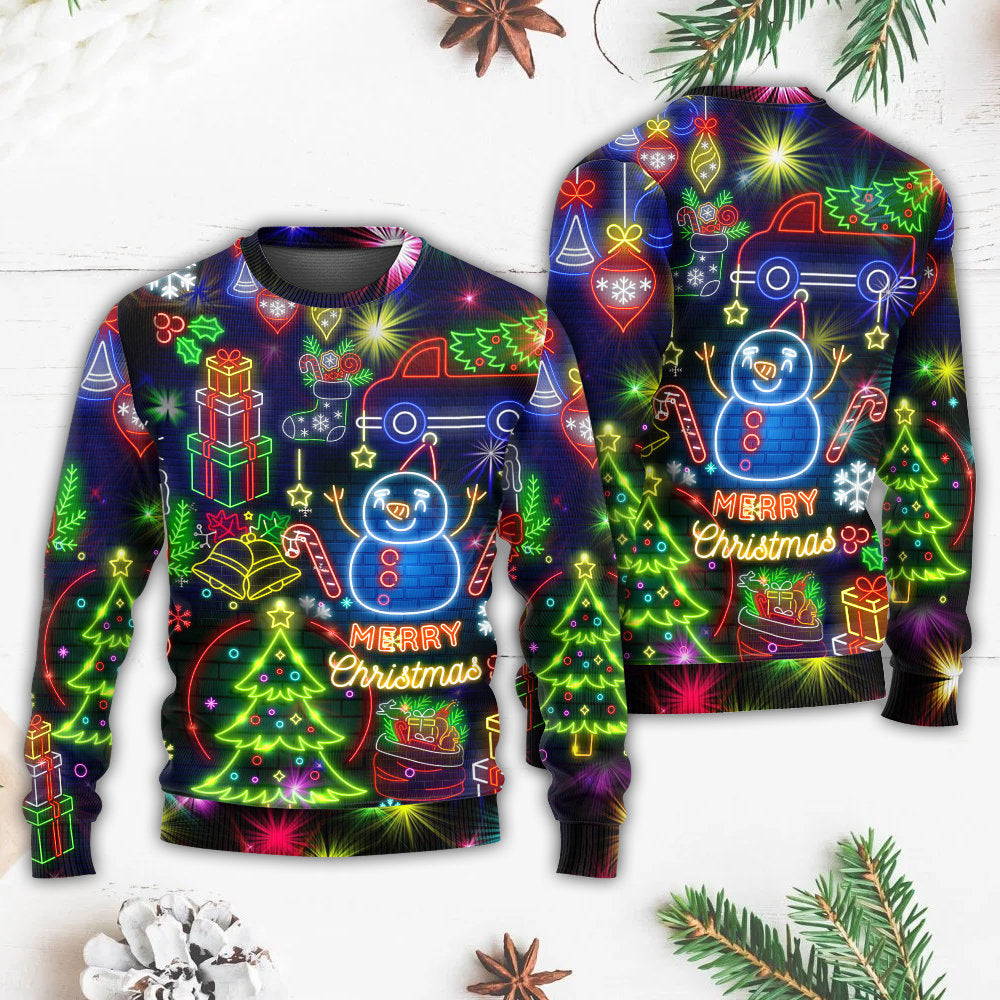 Christmas Bright Neon Lighting Ugly Christmas 3D Printing Sweater - Wonder Print Shop