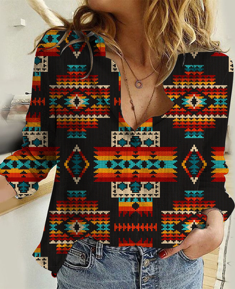 Black Pattern Native American Linen Shirts LT10 - Wonder Print Shop