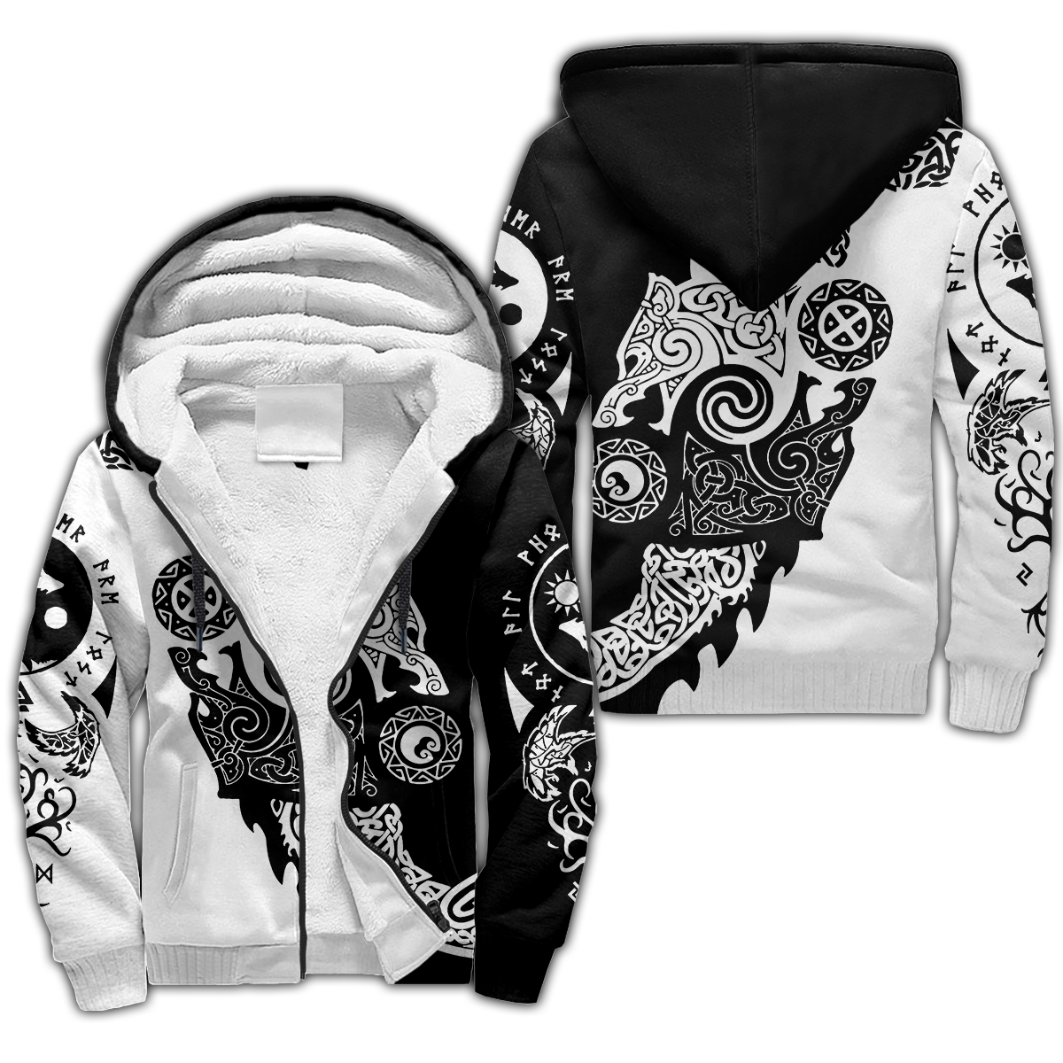 Viking Clothing Viking Hati and Skoll 3D Sherpa Hoodie RLT12 - Wonder Print Shop