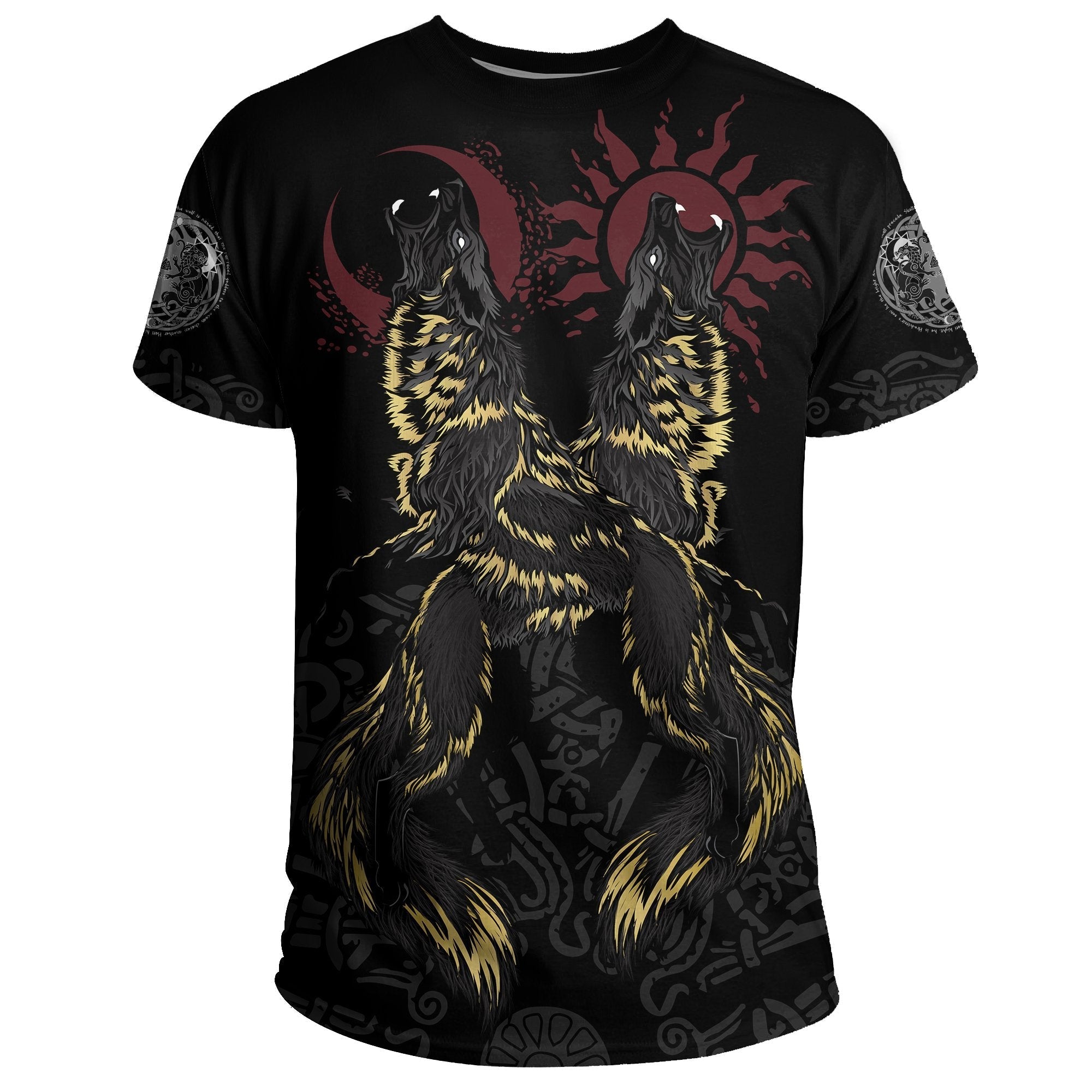Viking T Shirt The Wolves Skoll and Hati RLT12 - Wonder Print Shop