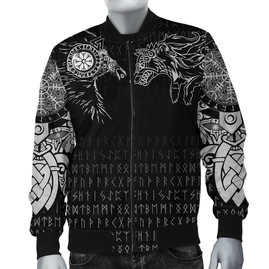 Viking Bomber Jacket Raven and Wolf Special Tattoo RLT12 - Wonder Print Shop