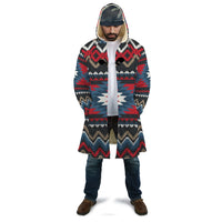 Unisex multicolor patterned hooded cloak with front zip and long sleeves
