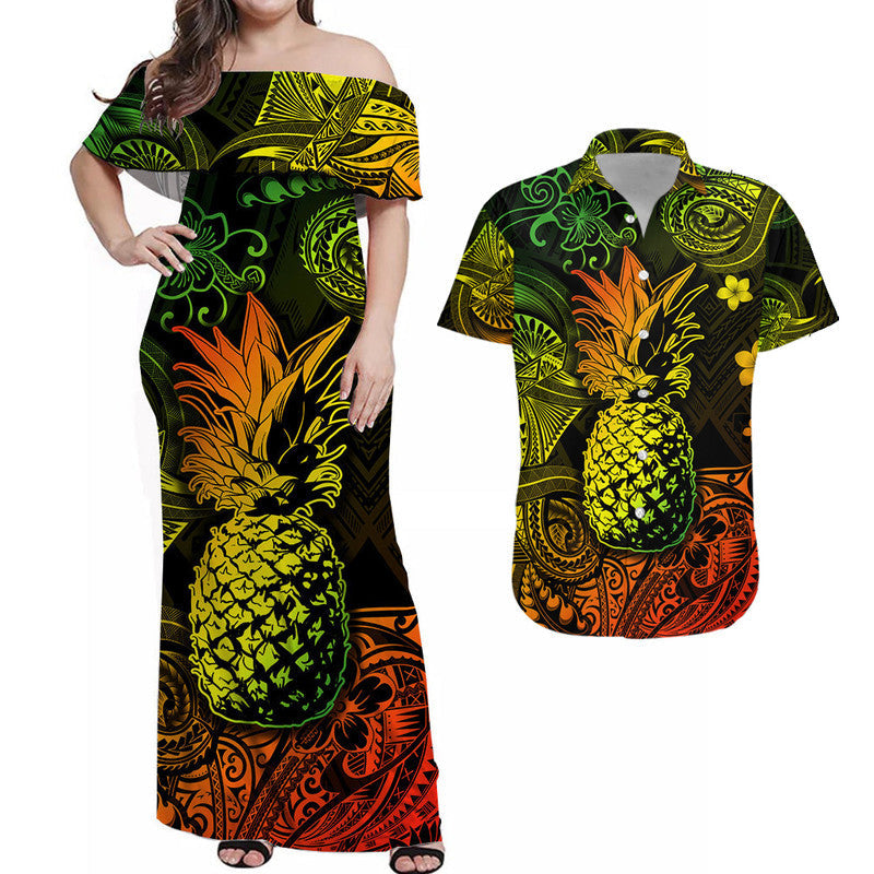 Hawaii Pineapple Polynesian Matching Hawaiian Outfits For Couples Unique Style - Reggae LT8 - Wonder Print Shop