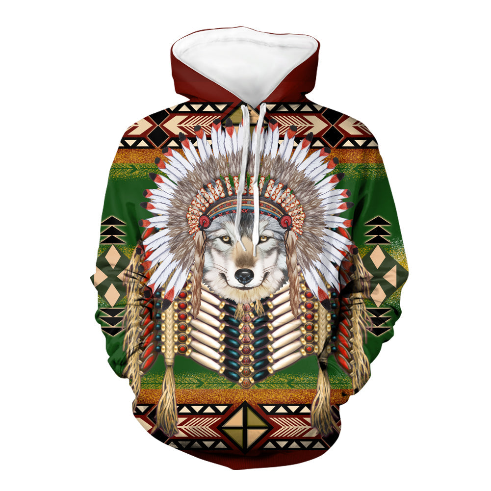 Headdress Wolf Native American 3D Hoodie LT10 - Wonder Print Shop