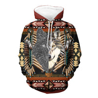 A Half Face Wolf Native American 3D Hoodie LT10 - Wonder Print Shop