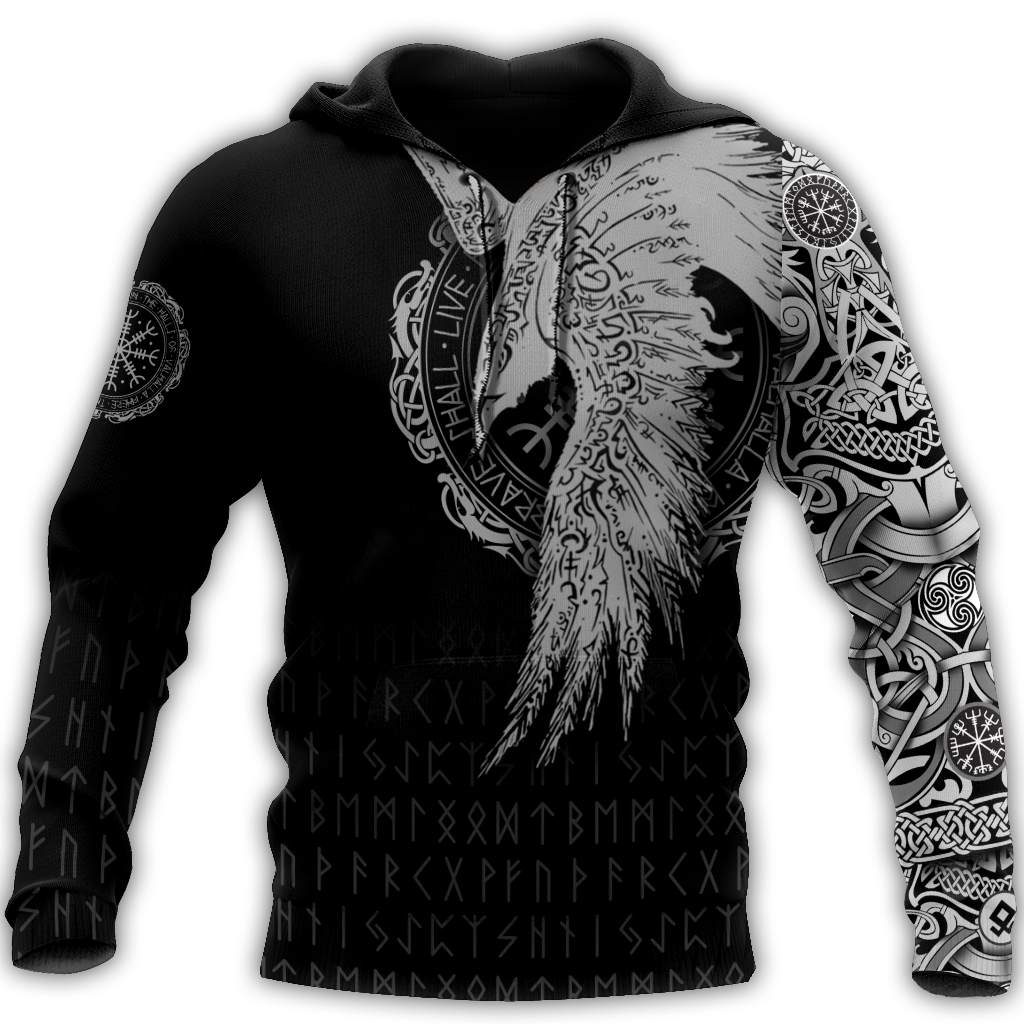 Viking Clothing Viking Raven Tattoo Hoodie RLT12 - Wonder Print Shop