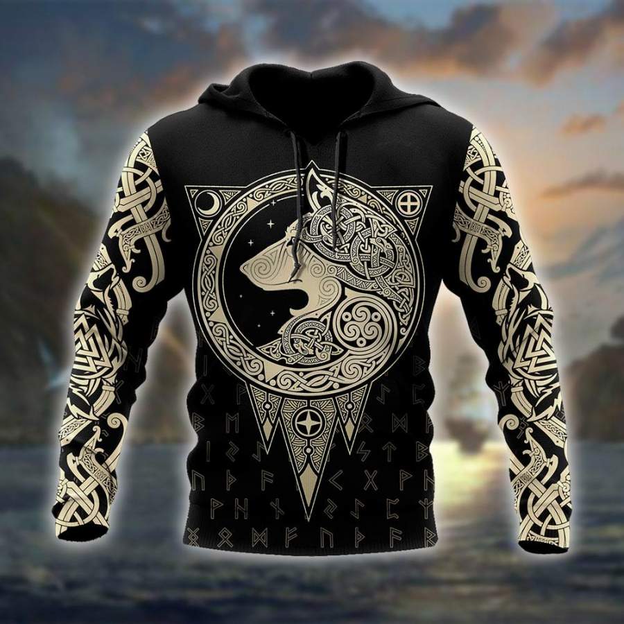 Viking Clothing Viking Gold Wolf Hoodie RLT12 - Wonder Print Shop
