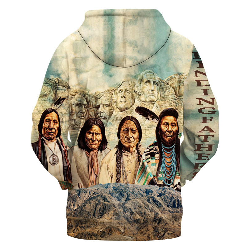 Founding Fathers Native American 3D Hoodie LT10 - Wonder Print Shop