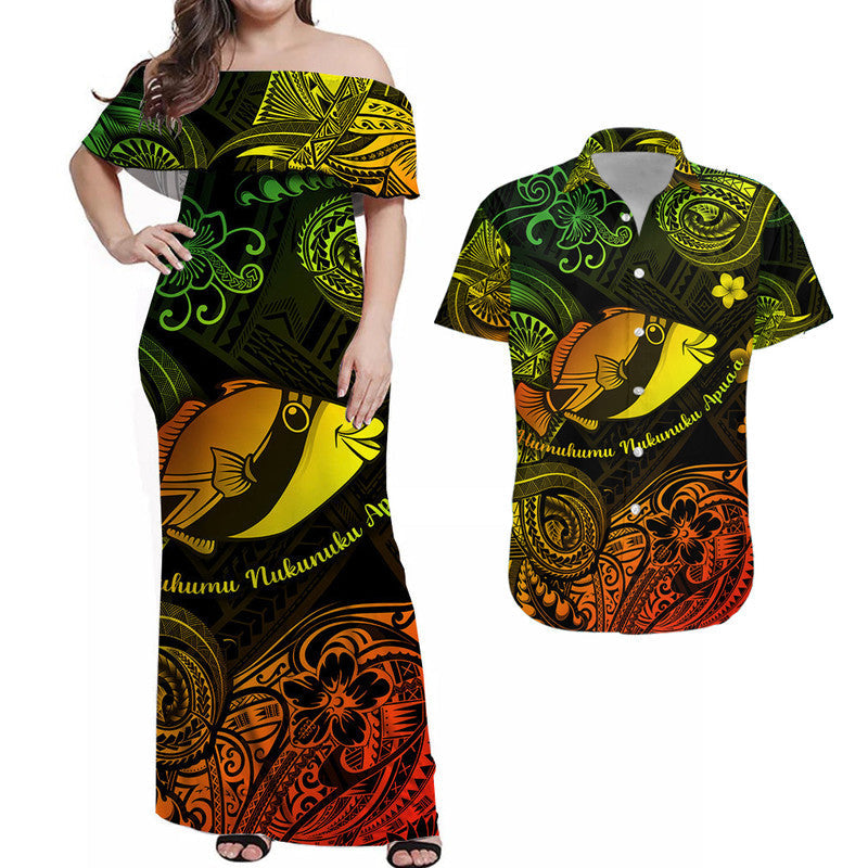 Hawaii State Fish: Humuhumu Nukunuku Apuaa Polynesian Matching Hawaiian Outfits For Couples Unique Style - Reggae LT8 - Wonder Print Shop