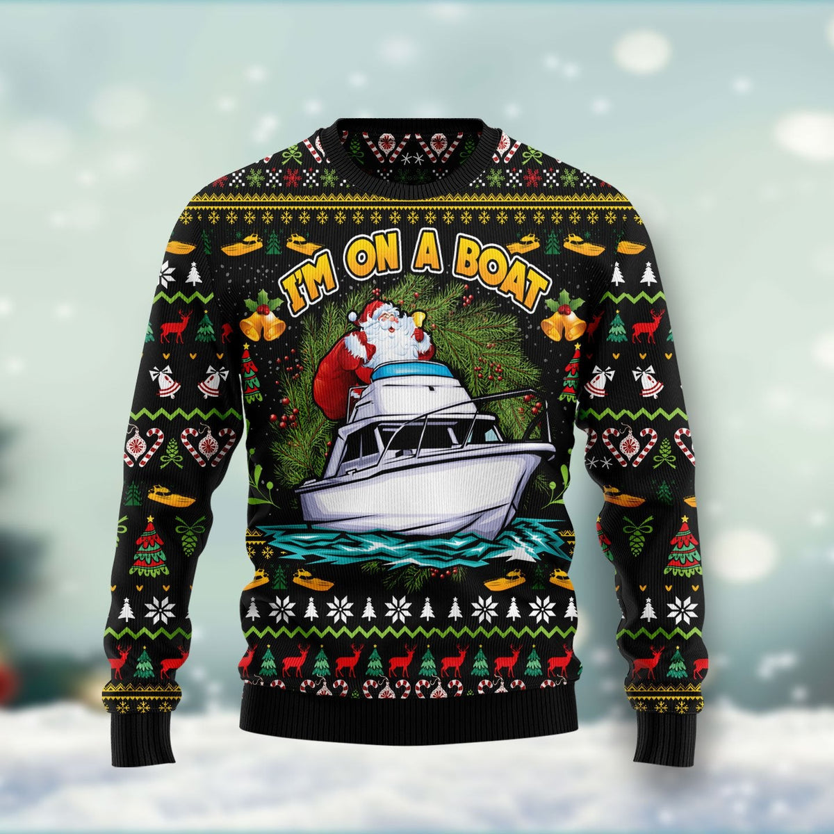 Santa On A Boat Ugly Christmas Sweater - Wonder Print Shop