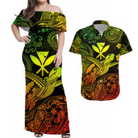 Hawaii Turtle Map Polynesian Matching Hawaiian Outfits For Couples Kanaka Maoli Unique Style - Reggae LT8 - Wonder Print Shop