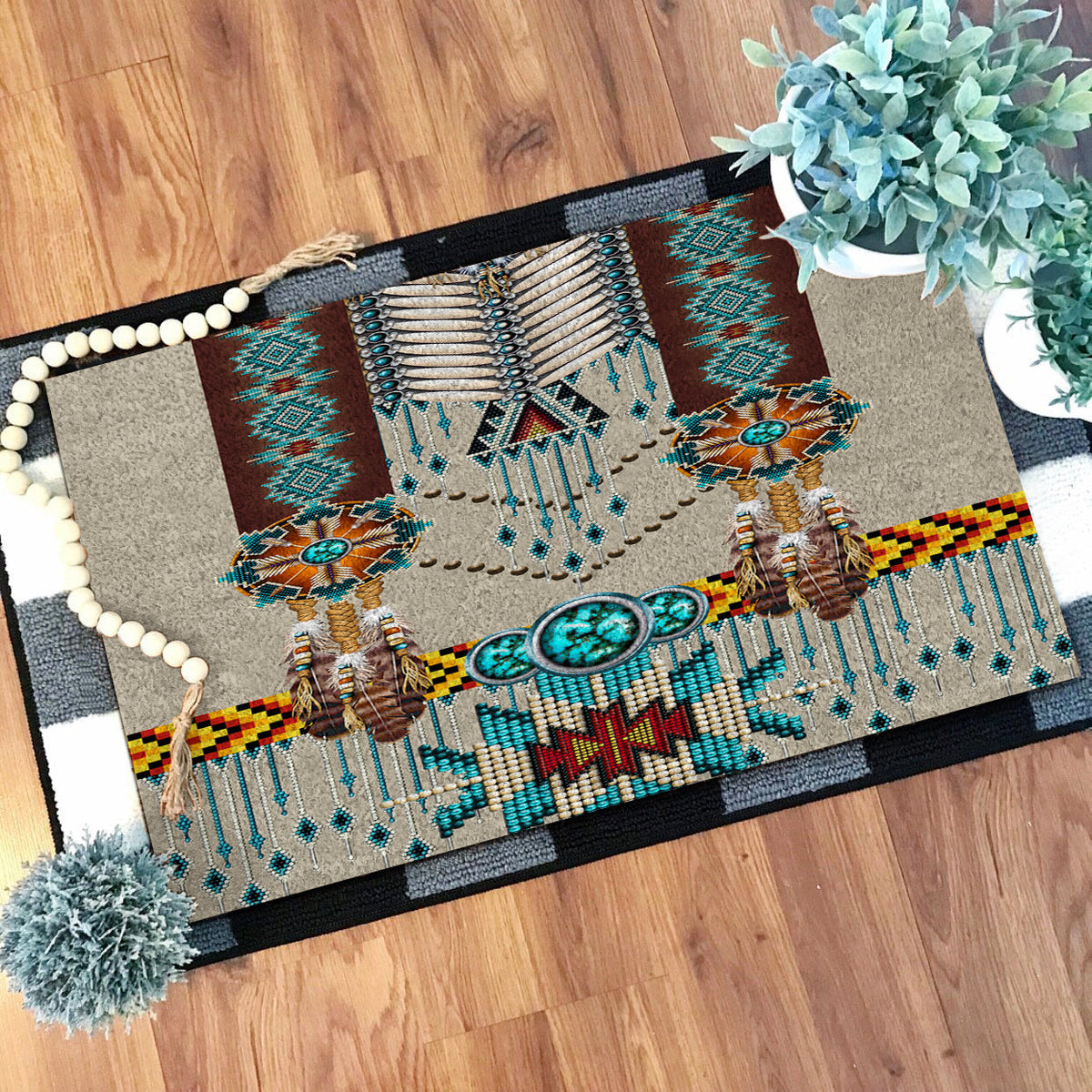 turquoise-blue-pattern-breastplate-native-american-doormat