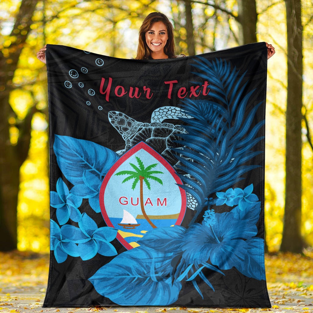 custom-personalised-guam-seal-premium-blanket-polynesian-turtle-with-flowers-version-blue