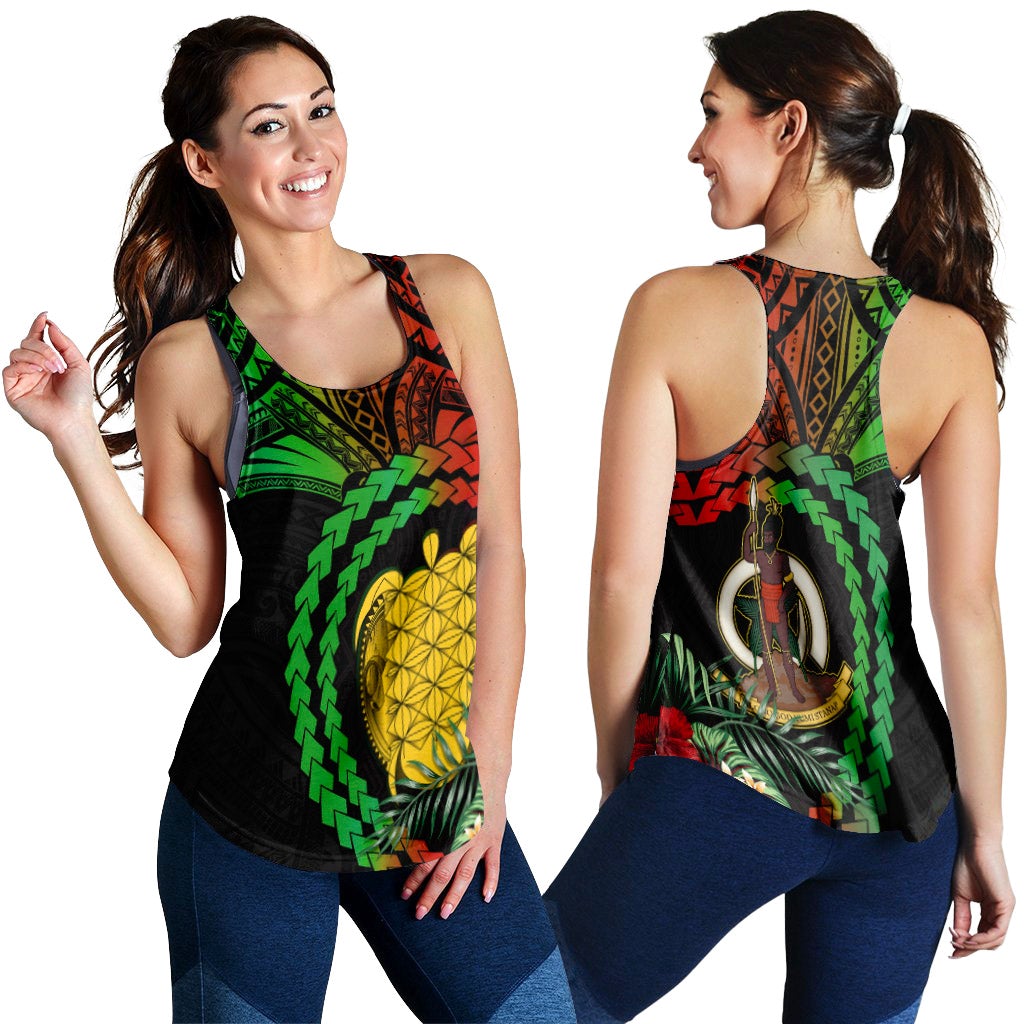 Vanuatu Heart Polynesian Women Racerback Tank Turtle Sand Drawings LT13 - Wonder Print Shop