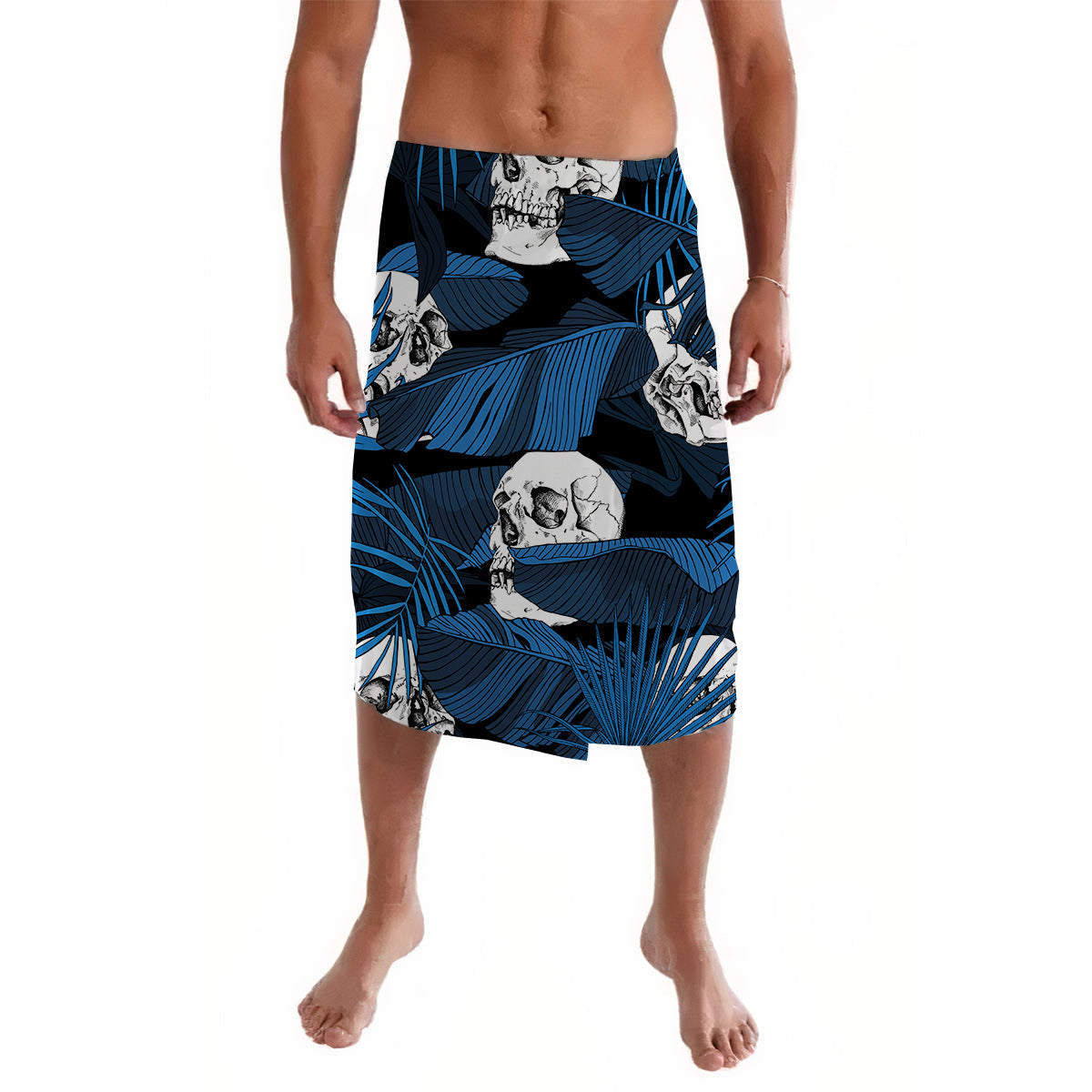 Hawaii Polynesian Lavalava Exotic Palm Leaves and Human Skulls LT13 - Wonder Print Shop