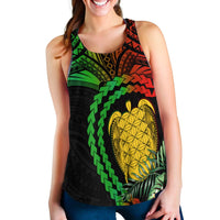 Vanuatu Heart Polynesian Women Racerback Tank Turtle Sand Drawings LT13 - Wonder Print Shop