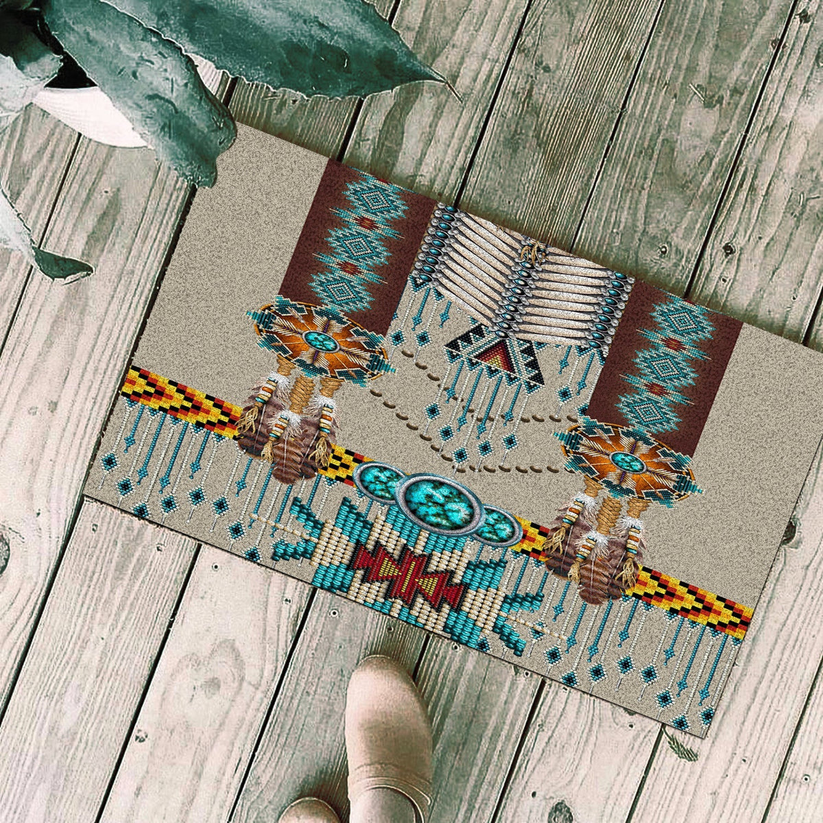 turquoise-blue-pattern-breastplate-native-american-doormat