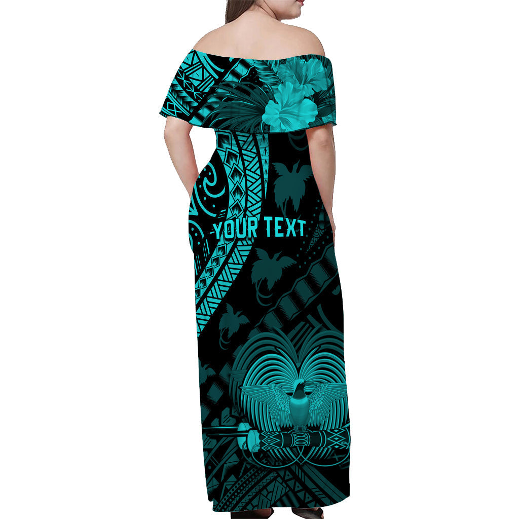 custom-personalised-papua-new-guinea-off-shoulder-long-dress-raggiana-birds-of-paradise-turquoise