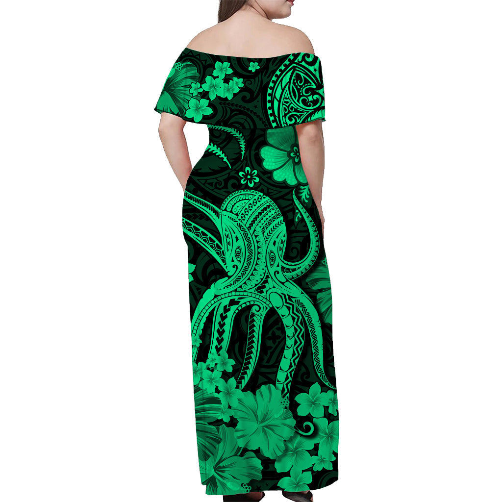 hawaii-off-shoulder-long-dress-polynesia-green-octopus