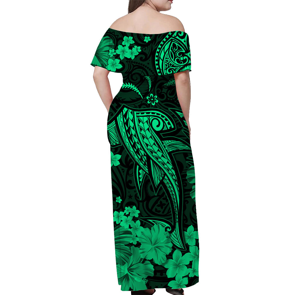 Hawaii Matching Hawaiian Shirt And Dress Polynesia Green Shark LT13 - Wonder Print Shop
