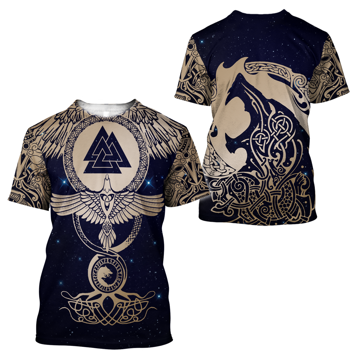 Viking Clothing Viking Wolf and Ravens T Shirt RLT12 - Wonder Print Shop