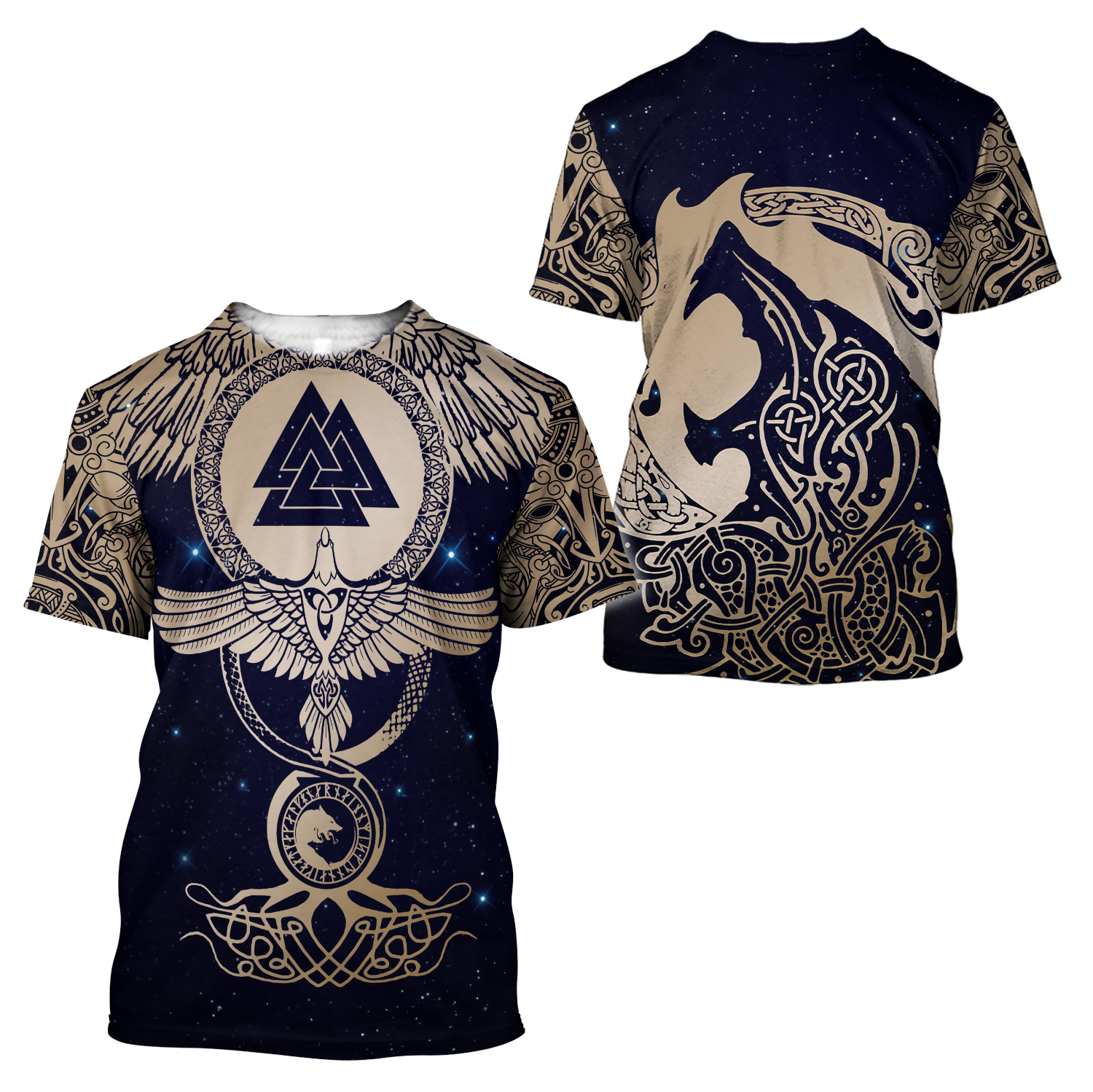 Viking Clothing Viking Wolf and Ravens T Shirt RLT12 - Wonder Print Shop