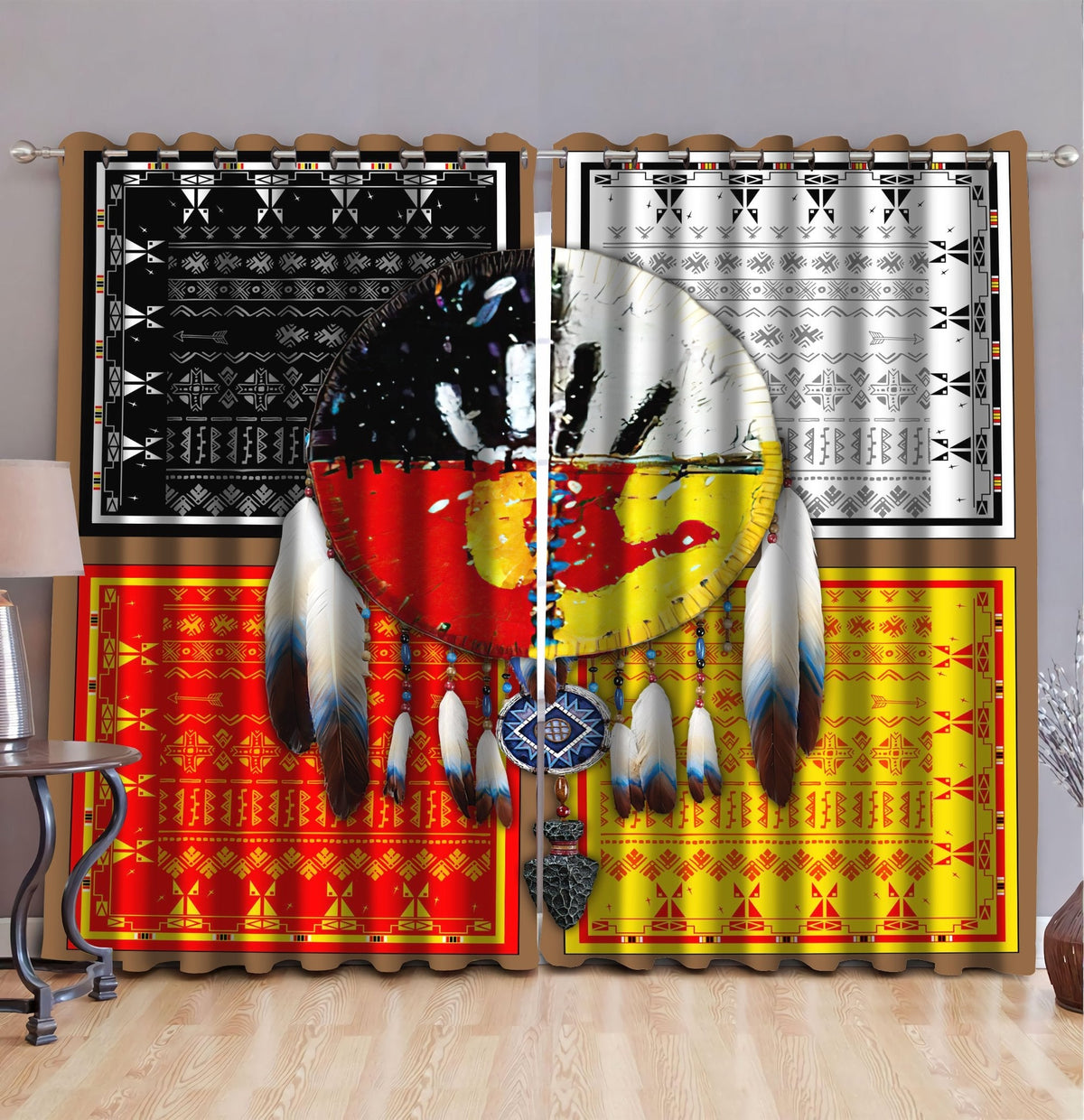 Native American 3D All Over Printed Window Curtains - Wonder Print Shop